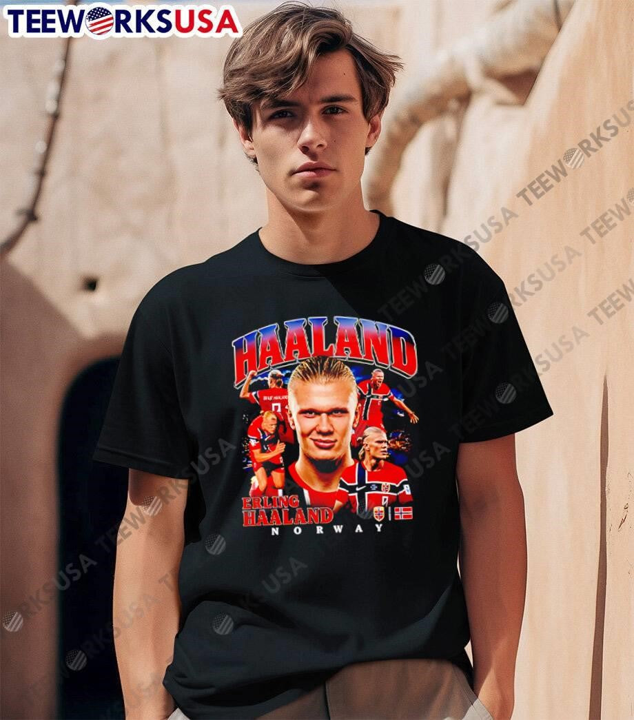 Erling Haaland Fan Art Graphic Norway - Adult & Kids T-Shirts, Sweatshirts & Hoodies apparel design preview 1