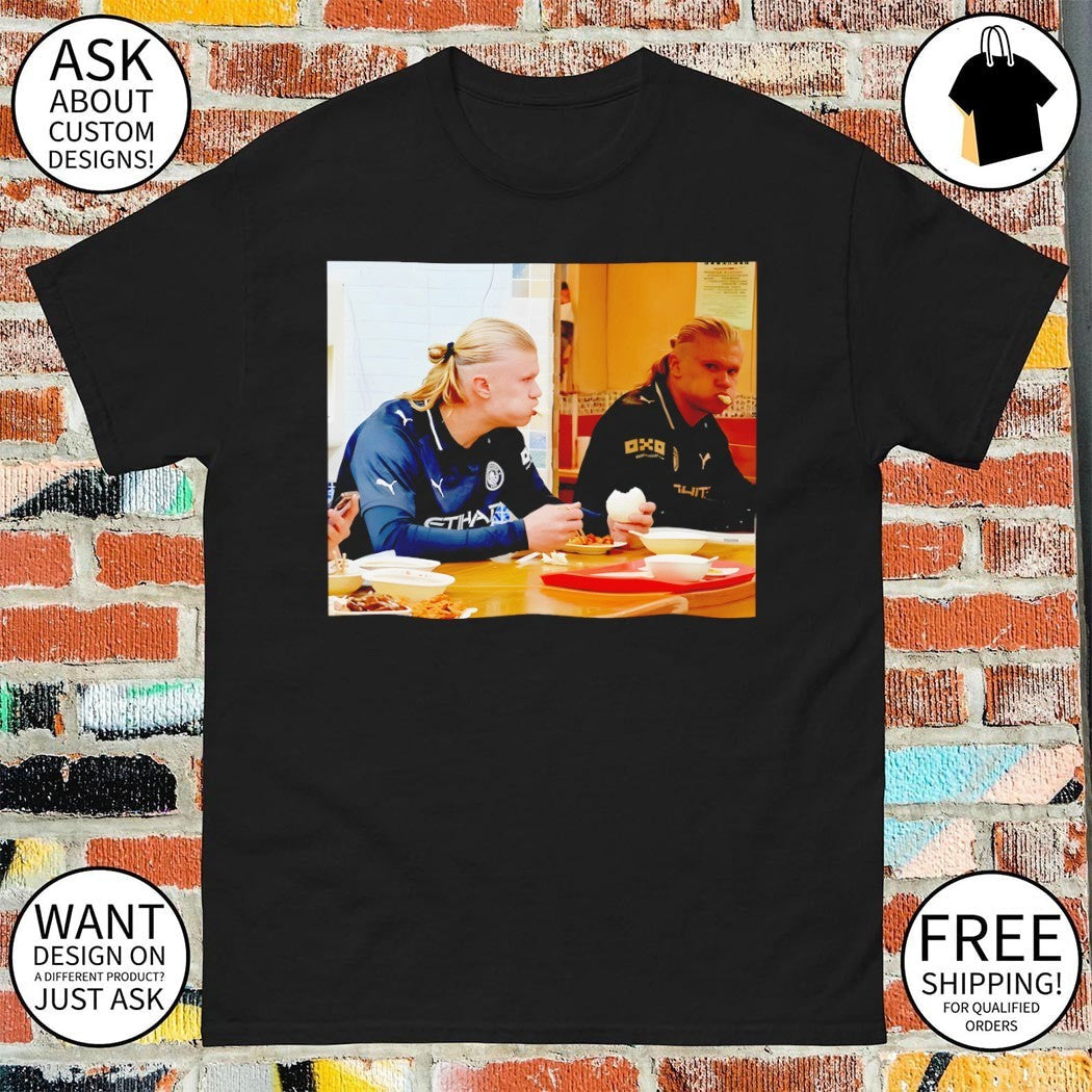 Erling Haaland eating steamed bun Norway Soccer World - Adult & Kids T-Shirts, Sweatshirts & Hoodies apparel design preview 1
