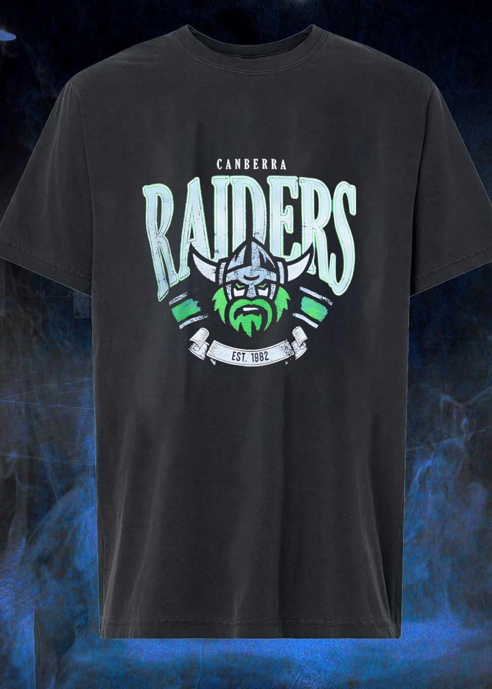 Est. 1982 Canberra Raiders Viking Helmet NRL - Adult & Kids T-Shirts, Sweatshirts & Hoodies apparel design preview 1