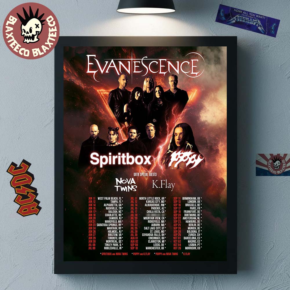 Evanescence World Tour 2026 North American UK And - Adult & Kids T-Shirts, Sweatshirts & Hoodies apparel design preview 1