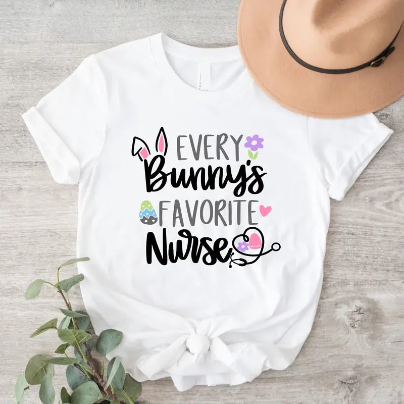 Every Bunny'S Favorite Nurse Funny Easter Cute - Adult & Kids T-Shirts, Sweatshirts & Hoodies apparel design preview 1