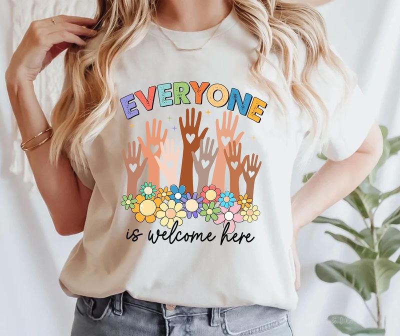 Everyone Is Welcome Here Idaho Teacher Inclusion - Adult & Kids T-Shirts, Sweatshirts & Hoodies apparel design preview 1