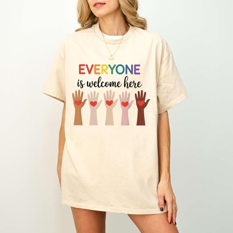 Everyone Is Welcome Here Idaho Teacher Inclusion - Adult & Kids T-Shirts, Sweatshirts & Hoodies apparel design preview 1