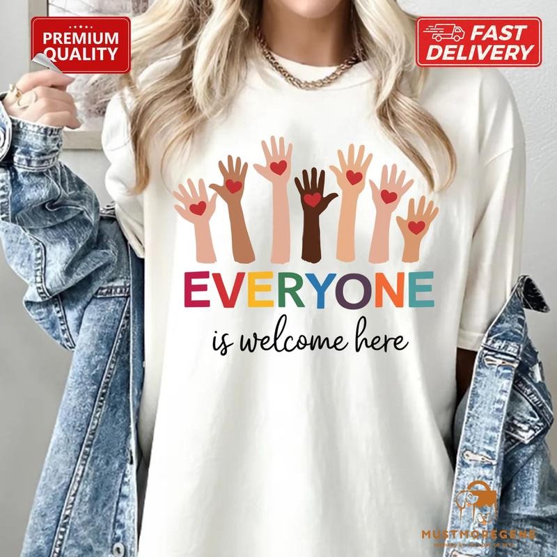 Everyone Is Welcome Here Idaho Teacher Inclusion - Adult & Kids T-Shirts, Sweatshirts & Hoodies apparel design preview 1