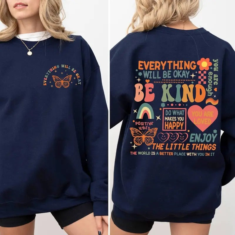 Everything Will Be Okay Mental Health Retro Self - Adult & Kids T-Shirts, Sweatshirts & Hoodies apparel design preview 1