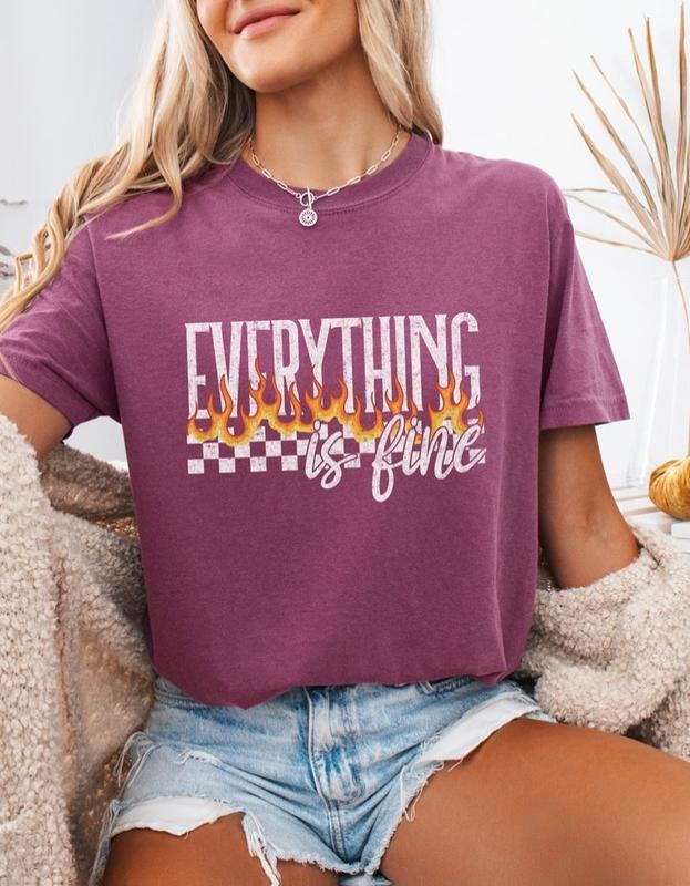 Everything Is Fine Short Sleeve Crew Neck 100% Ring - Adult & Kids T-Shirts, Sweatshirts & Hoodies apparel design preview 1
