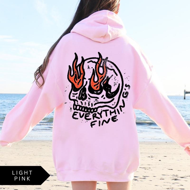 Everything'S Fine Vintage Skull Retro Grunge Skeleton - Adult & Kids T-Shirts, Sweatshirts & Hoodies apparel design preview 1