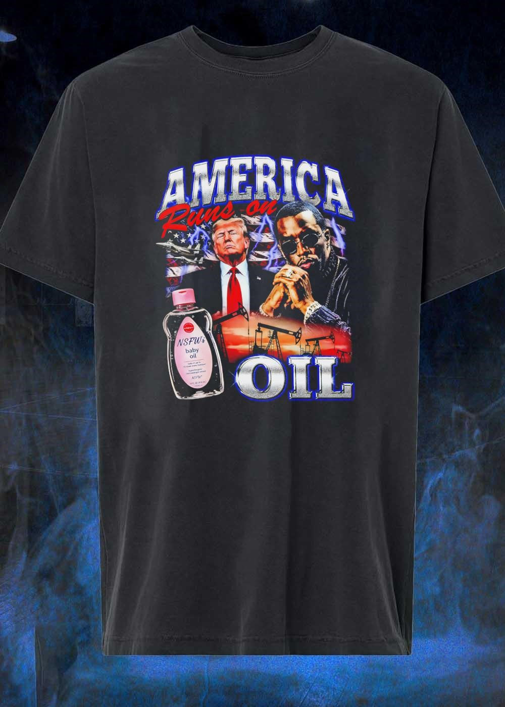 Exclusive Vintage Style Trump and Diddy America Runs - Adult & Kids T-Shirts, Sweatshirts & Hoodies apparel design preview 1