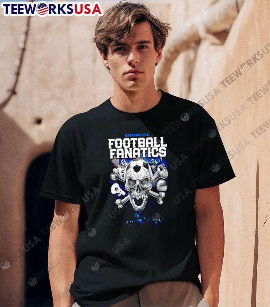 Extreme Life Football Fanatics Skull Soccer - Adult & Kids T-Shirts, Sweatshirts & Hoodies apparel design preview 1