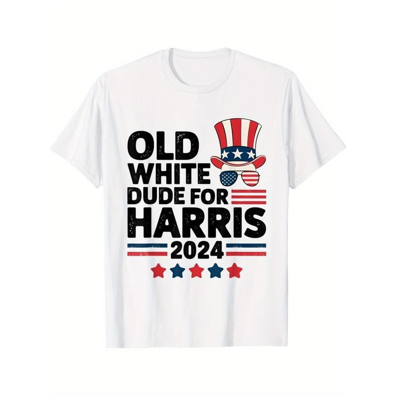 White "Old Dude Harris 2024" Patriotic - Adult & Kids T-Shirts, Sweatshirts & Hoodies apparel design preview 1