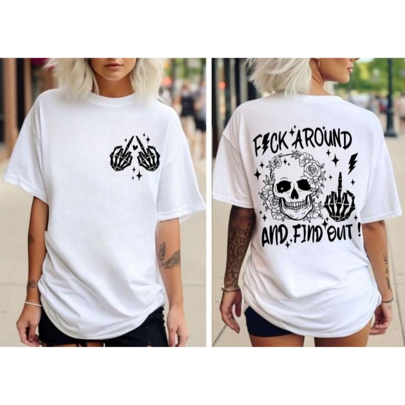 F*** Around Find Out Sassy Skull Snarky Humor Floral - Adult & Kids T-Shirts, Sweatshirts & Hoodies apparel design preview 1