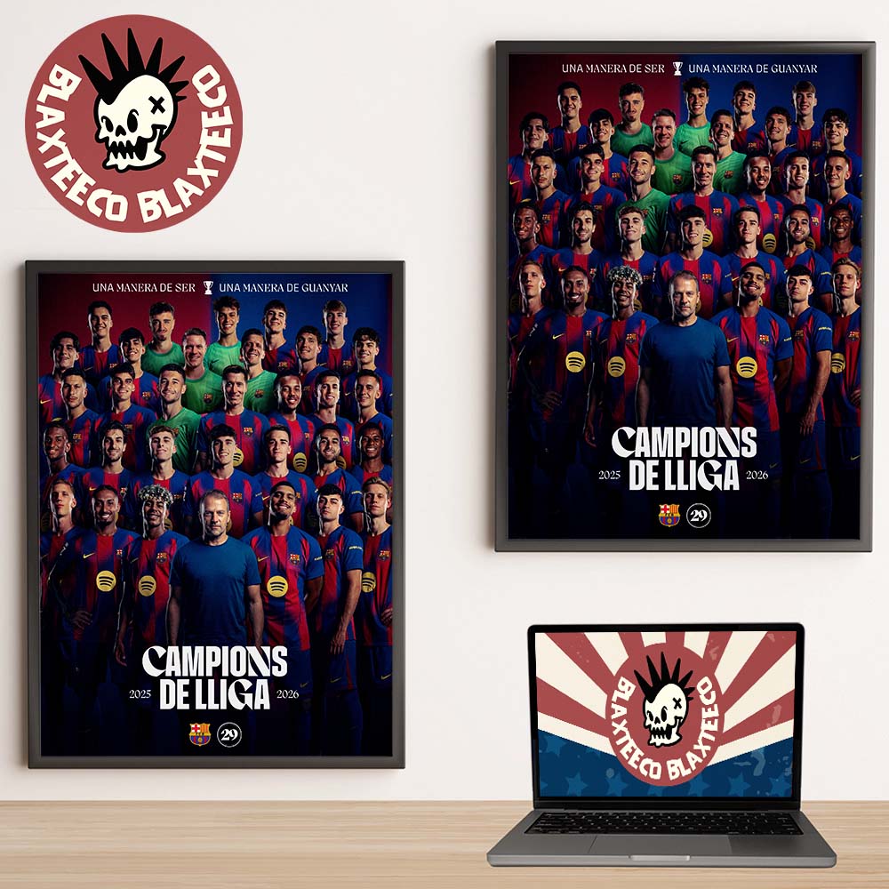 FC Barcelona Campions De Lliga 2025 2026 LaLiga - Adult & Kids T-Shirts, Sweatshirts & Hoodies apparel design preview 1