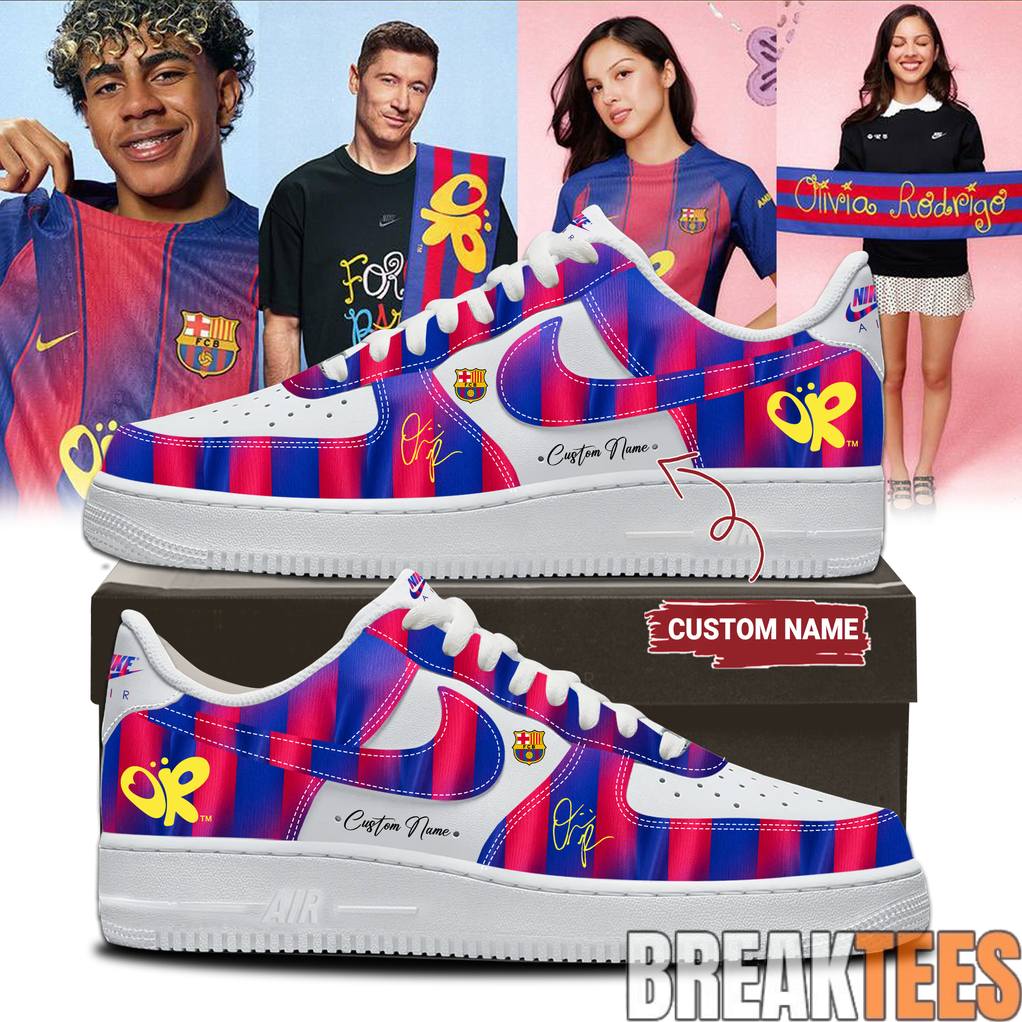 FC Barcelona x Olivia Rodrigo Signature Custom Air - Adult & Kids T-Shirts, Sweatshirts & Hoodies apparel design preview 1