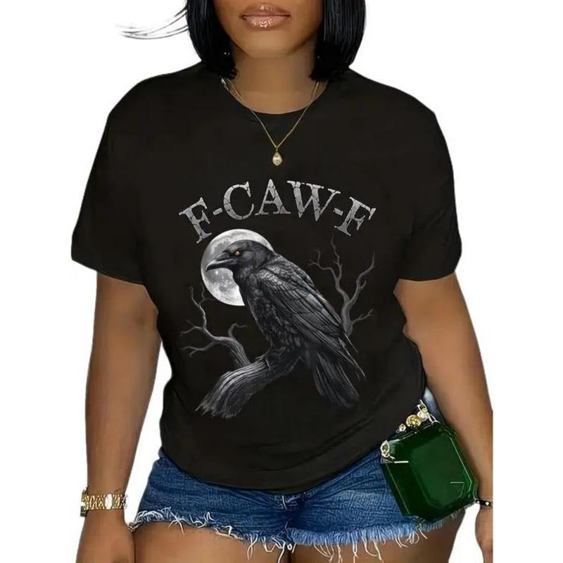 FEEGO Black Crow F Caw Funny Bird Moon Gothic Humor - Adult & Kids T-Shirts, Sweatshirts & Hoodies apparel design preview 1