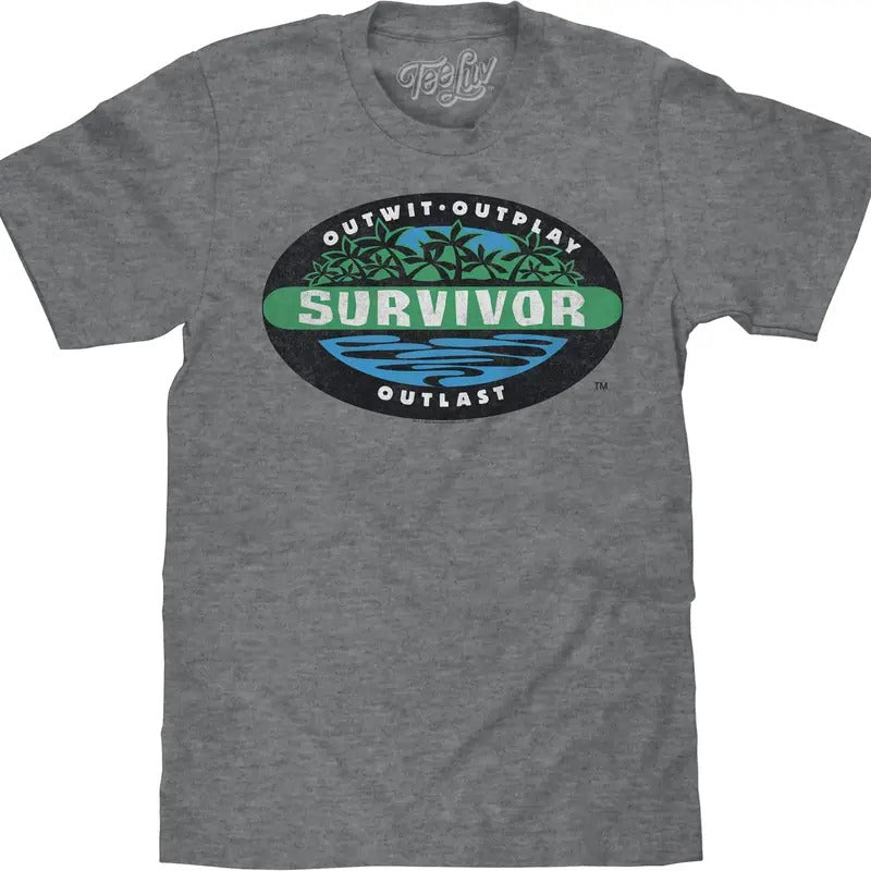 Faded Survivor TV Show Logo Graphite Heather - Adult & Kids T-Shirts, Sweatshirts & Hoodies apparel design preview 1