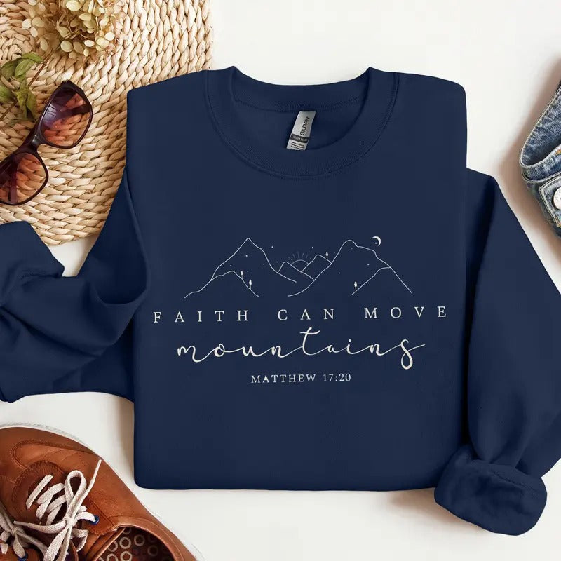 Faith Can Move Mountains Christian Jesus Bible Verse - Adult & Kids T-Shirts, Sweatshirts & Hoodies apparel design preview 1