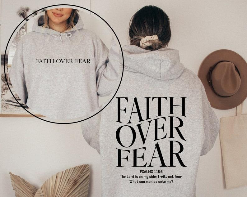 Faith Over Fear Christian Jesus Bible Verse Her 2 - Adult & Kids T-Shirts, Sweatshirts & Hoodies apparel design preview 1