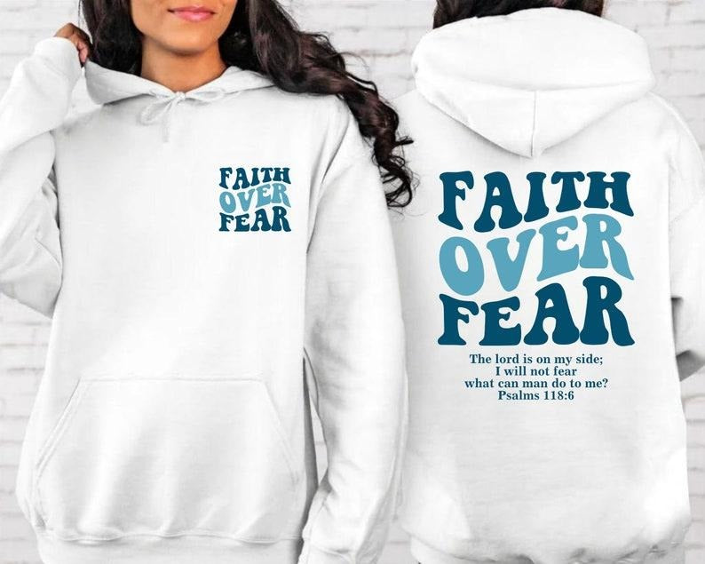 Faith Over Fear Christian Jesus Bible Verse 2 Sides - Adult & Kids T-Shirts, Sweatshirts & Hoodies apparel design preview 1