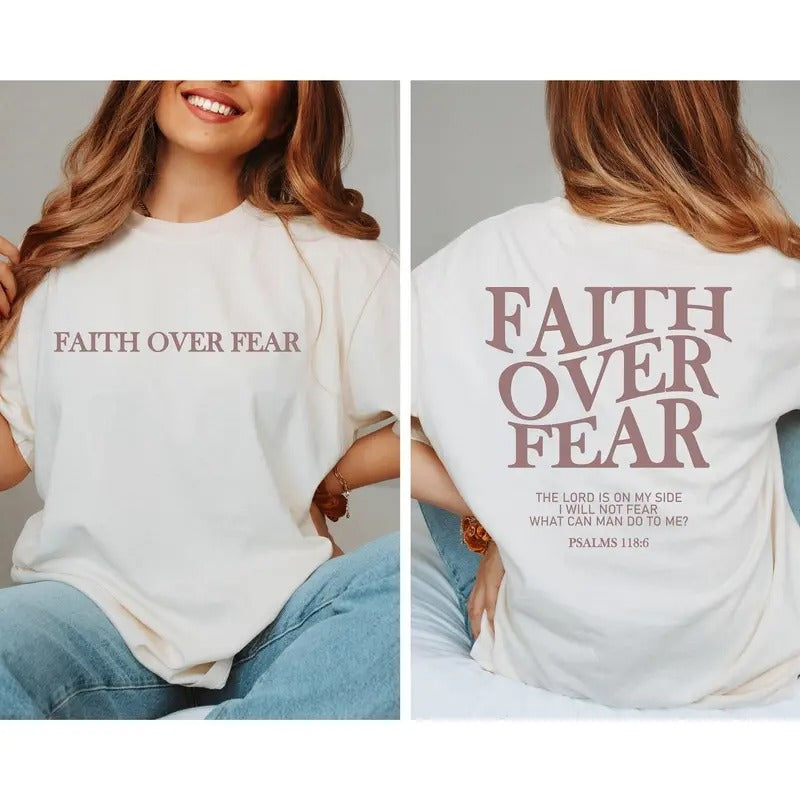 Faith Over Fear Christian Comfort Colors Jesus - Adult & Kids T-Shirts, Sweatshirts & Hoodies apparel design preview 1