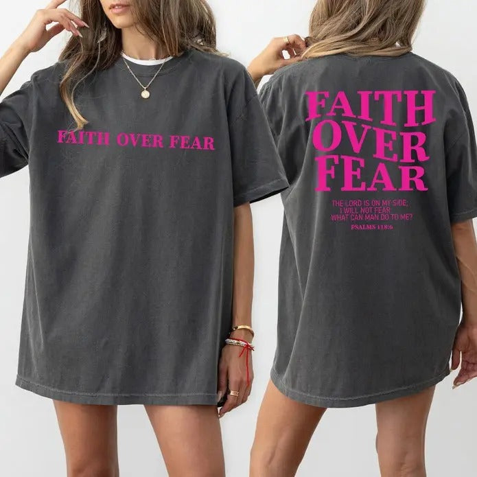 Faith Over Fear Christian Jesus Bible Verse Clothes 2 - Adult & Kids T-Shirts, Sweatshirts & Hoodies apparel design preview 1