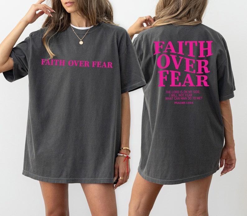 Faith Over Fear Christian Jesus Bible Verse Clothes 2 - Adult & Kids T-Shirts, Sweatshirts & Hoodies apparel design preview 1