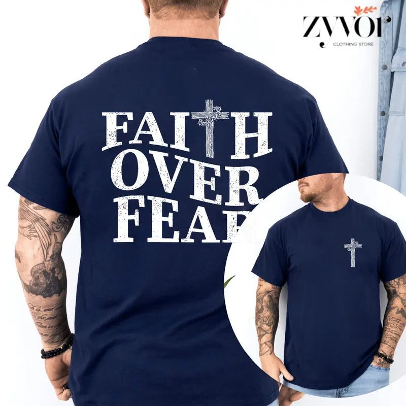 Faith Over Fear Pure Cotton Casual Street Crew Neck - Adult & Kids T-Shirts, Sweatshirts & Hoodies apparel design preview 1