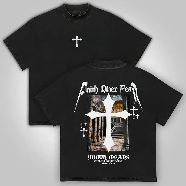 Faith Over Fear Oil Painting Print Cotton - Adult & Kids T-Shirts, Sweatshirts & Hoodies apparel design preview 1
