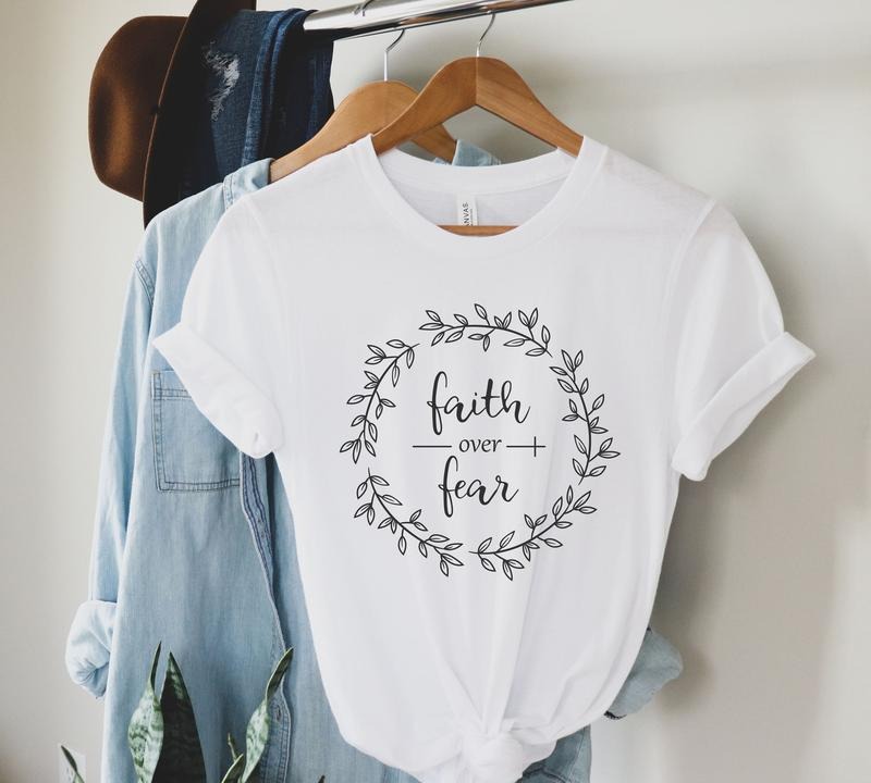 Faith Over Fear Short Sleeve Cotton Relaxing - Adult & Kids T-Shirts, Sweatshirts & Hoodies apparel design preview 1
