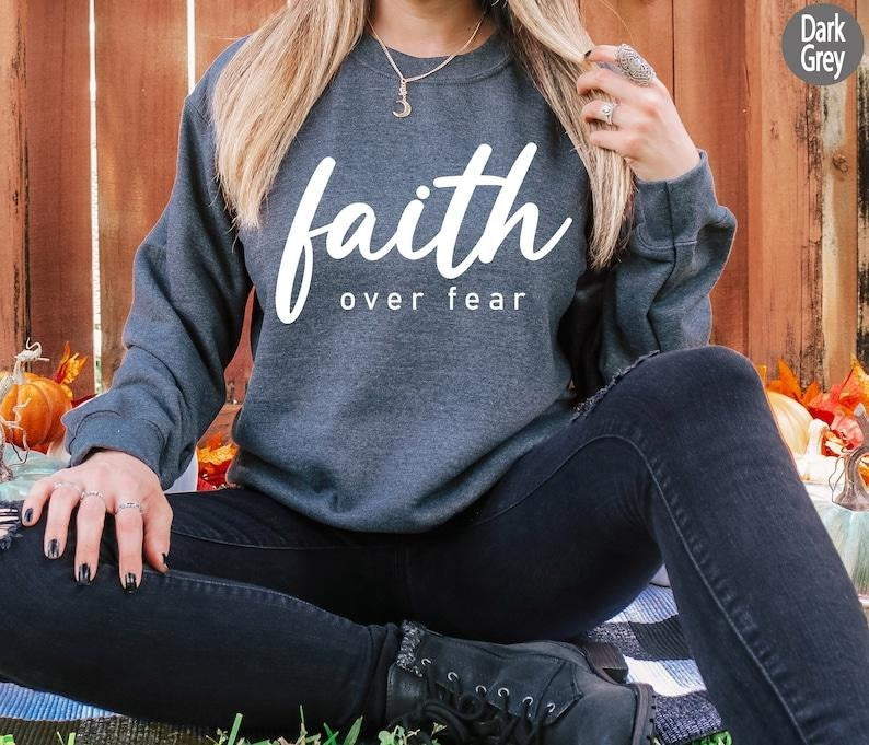 Faith Over Fear Christian Cute Religious - Adult & Kids T-Shirts, Sweatshirts & Hoodies apparel design preview 1