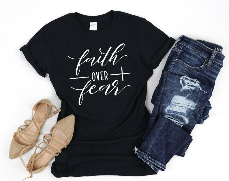 Faith Over Fear Christian Religious Inspirational - Adult & Kids T-Shirts, Sweatshirts & Hoodies apparel design preview 1