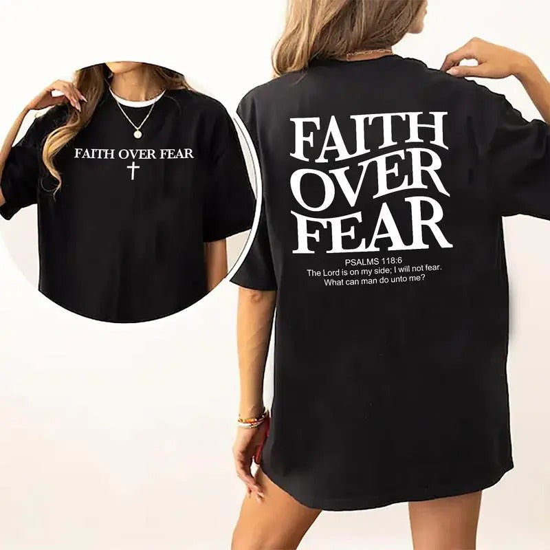 Faith Over Fear Christian Jesus Double Sided Printed - Adult & Kids T-Shirts, Sweatshirts & Hoodies apparel design preview 1