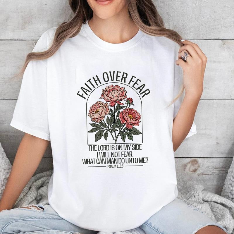 Faith Over Fear Lord Is My Side I Will Not Casual - Adult & Kids T-Shirts, Sweatshirts & Hoodies apparel design preview 1