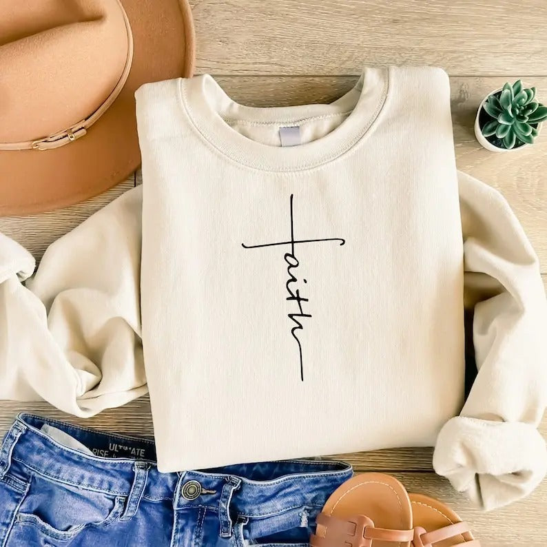 Faith Cross Sweat Religious Inspirational - Adult & Kids T-Shirts, Sweatshirts & Hoodies apparel design preview 1