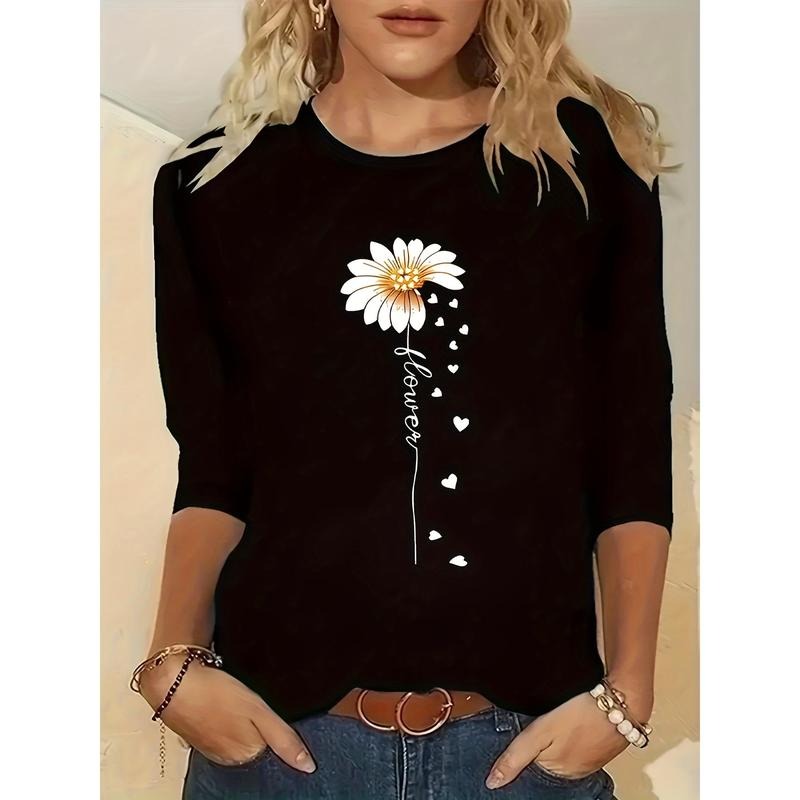 Chic Plus Size Floral Casual Crew Neck Top Stretch - Adult & Kids T-Shirts, Sweatshirts & Hoodies apparel design preview 1