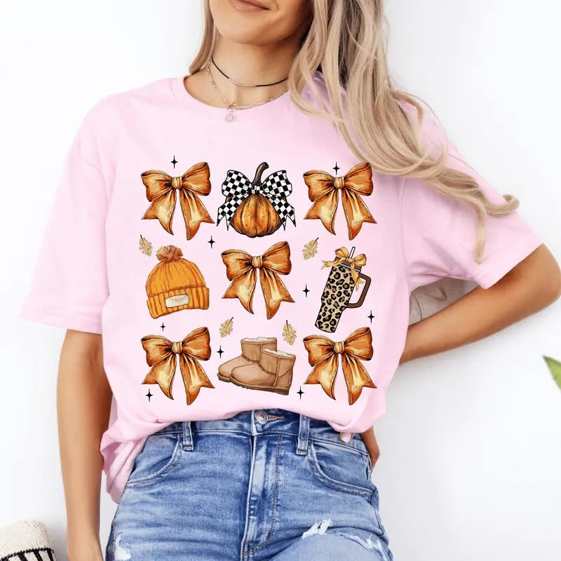 Fall Basics Coquette Casual Softstyle Cute - Adult & Kids T-Shirts, Sweatshirts & Hoodies apparel design preview 1