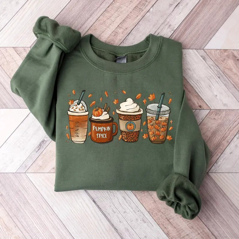 Fall Coffee Thanksgiving Pumpkin Spice - Adult & Kids T-Shirts, Sweatshirts & Hoodies apparel design preview 1