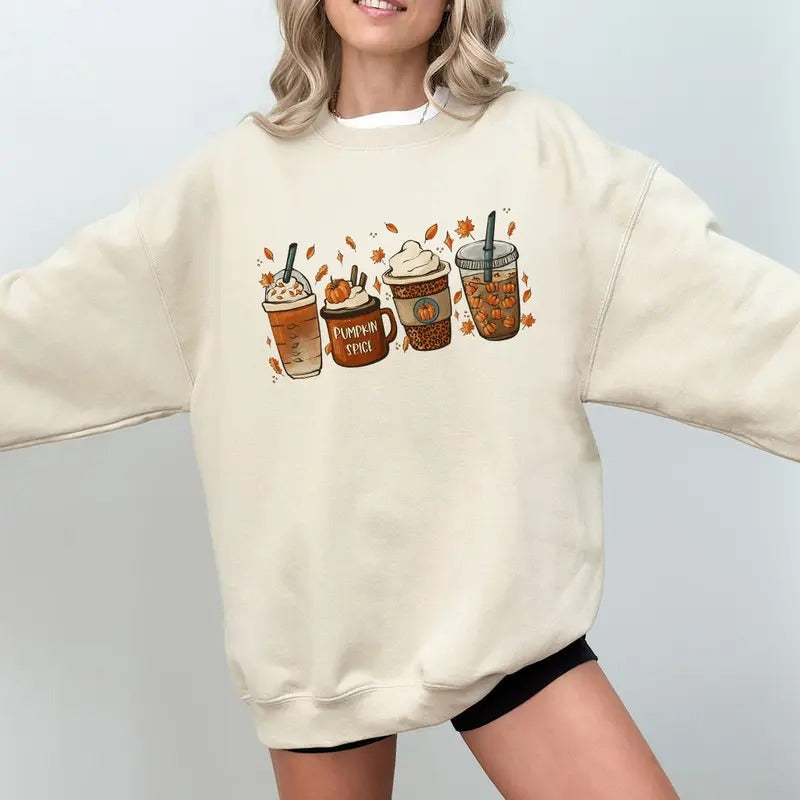 Fall Coffee Pumpkin Spice Cute Plus Size - Adult & Kids T-Shirts, Sweatshirts & Hoodies apparel design preview 1