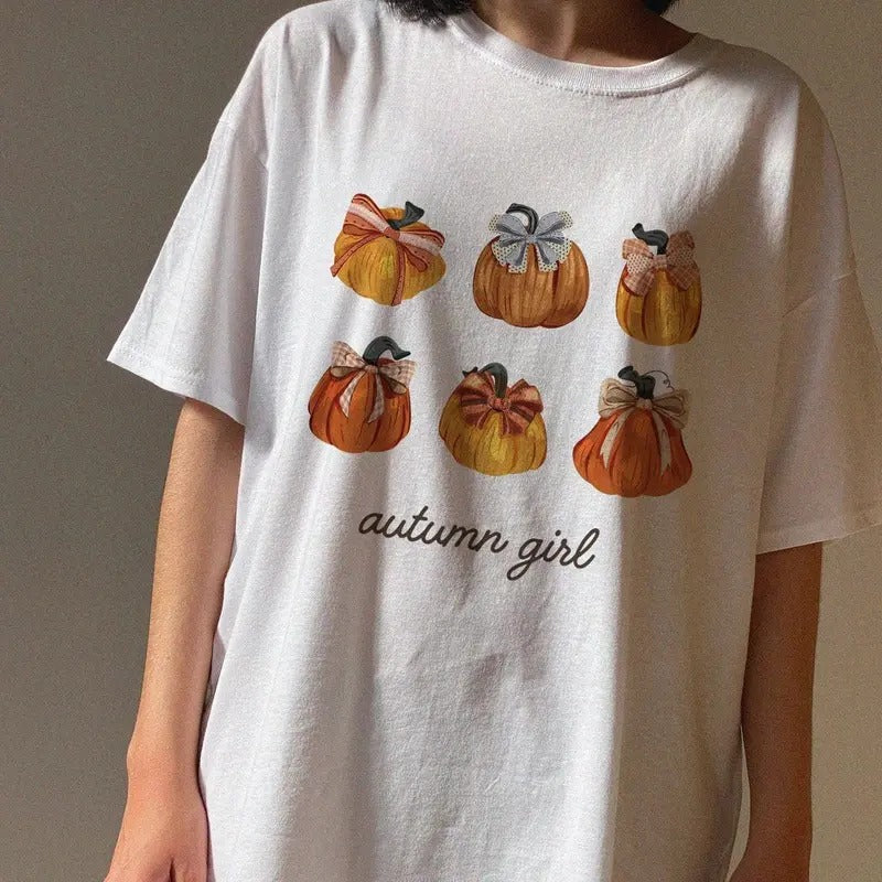 Fall Girl Lover Cute Pumpkins Cozy Season - Adult & Kids T-Shirts, Sweatshirts & Hoodies apparel design preview 1