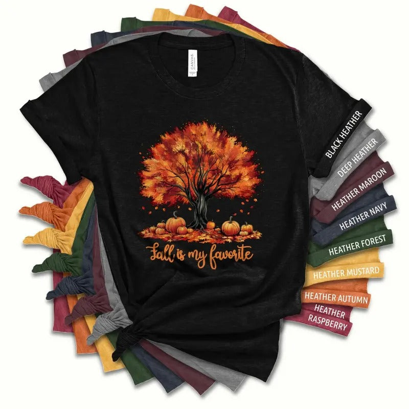 Fall Is My Favorite Tree Autumn Leaves Trees Pumpkins - Adult & Kids T-Shirts, Sweatshirts & Hoodies apparel design preview 1
