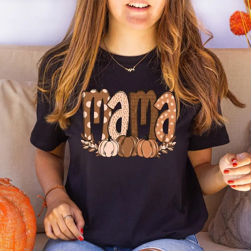 Fall Mama Spooky Halloween Mom Pumpkin Thanksgiving - Adult & Kids T-Shirts, Sweatshirts & Hoodies apparel design preview 1