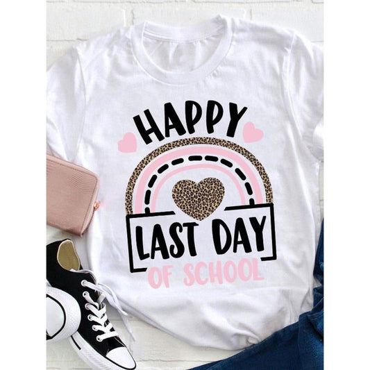 "Happy Last Day Leopard Rainbow Black Casual Short - Adult & Kids T-Shirts, Sweatshirts & Hoodies apparel design preview 1