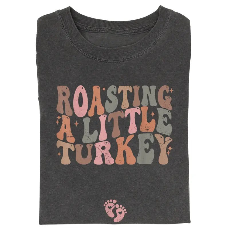 Vintage Roasting Little Turkey Funny Pregnancy Reveal - Adult & Kids T-Shirts, Sweatshirts & Hoodies apparel design preview 1