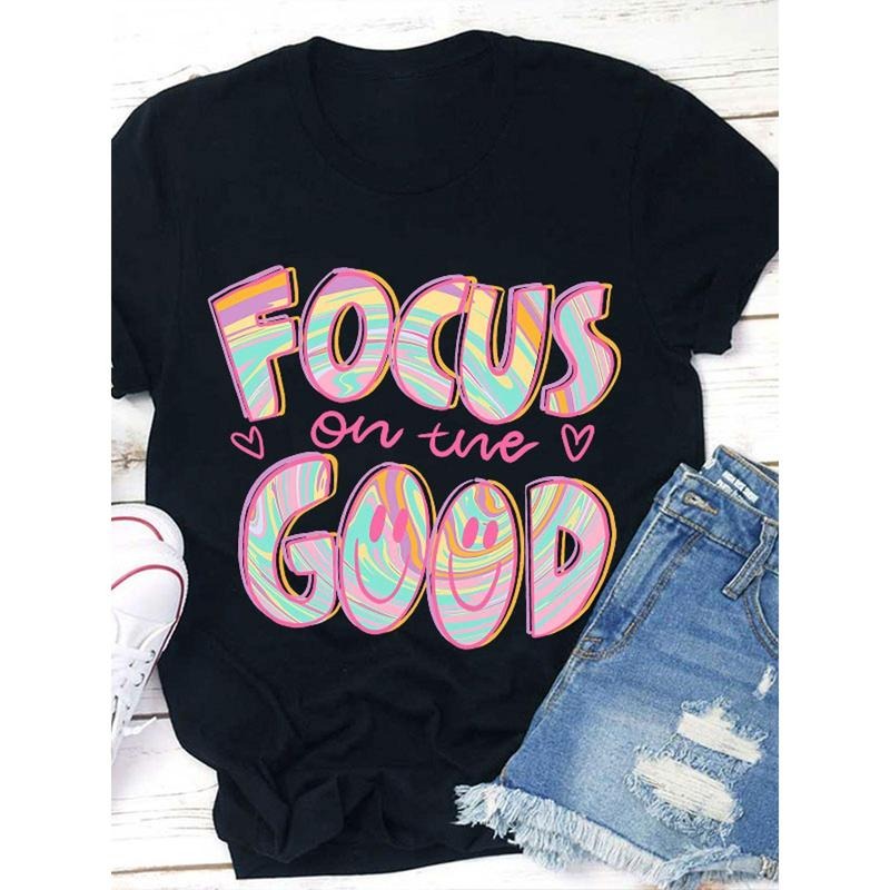 'Focus Good' Motivational Soft Round Neck Vibrant - Adult & Kids T-Shirts, Sweatshirts & Hoodies apparel design preview 1