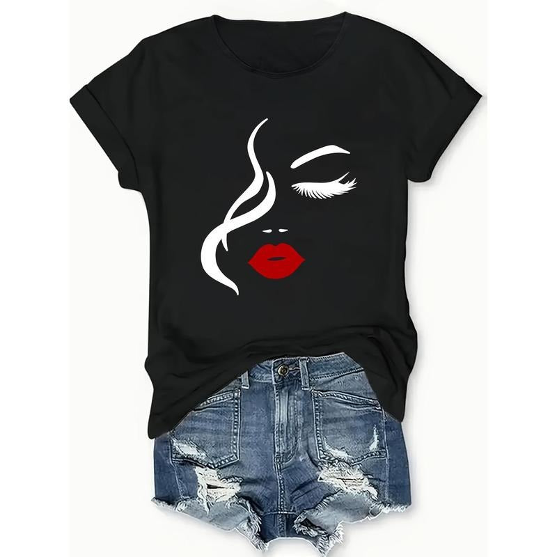 Cotton Short Sleeve 'S Chic Half Face Printed Casual - Adult & Kids T-Shirts, Sweatshirts & Hoodies apparel design preview 1