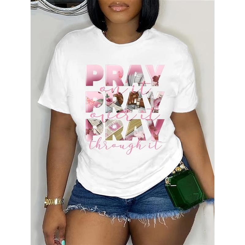 Plus Size Inspirational "Pray Over Print Casual Crew - Adult & Kids T-Shirts, Sweatshirts & Hoodies apparel design preview 1