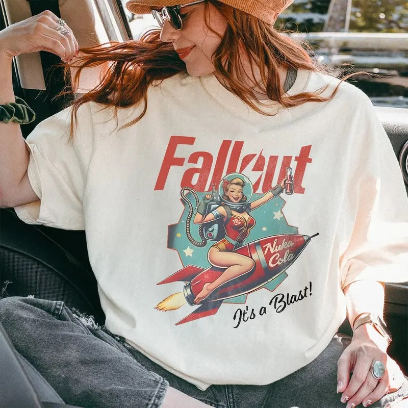Fallout Retro Nuka Cola Bottle Cap Vintage Ad Back - Adult & Kids T-Shirts, Sweatshirts & Hoodies apparel design preview 1