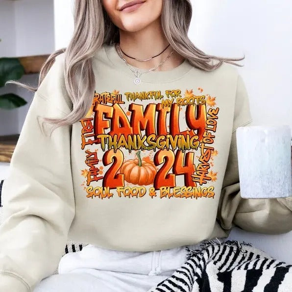 Family 2024 Thanksgiving Crew Reunion - Adult & Kids T-Shirts, Sweatshirts & Hoodies apparel design preview 1