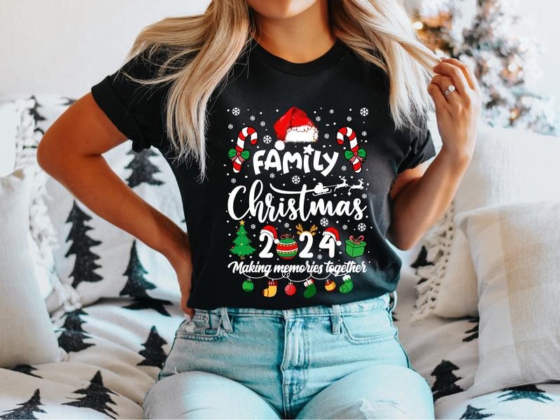Family 2024 Santa Matching Party Xmas - Adult & Kids T-Shirts, Sweatshirts & Hoodies apparel design preview 1