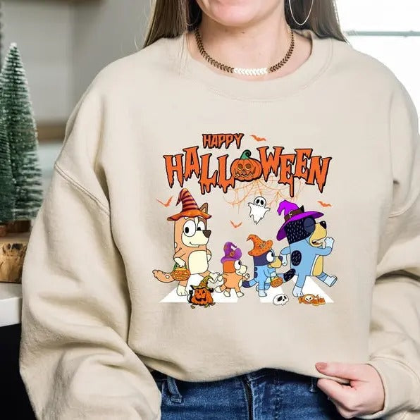 Family Matching Blue Yye Halloween Dog Trick Treat - Adult & Kids T-Shirts, Sweatshirts & Hoodies apparel design preview 1