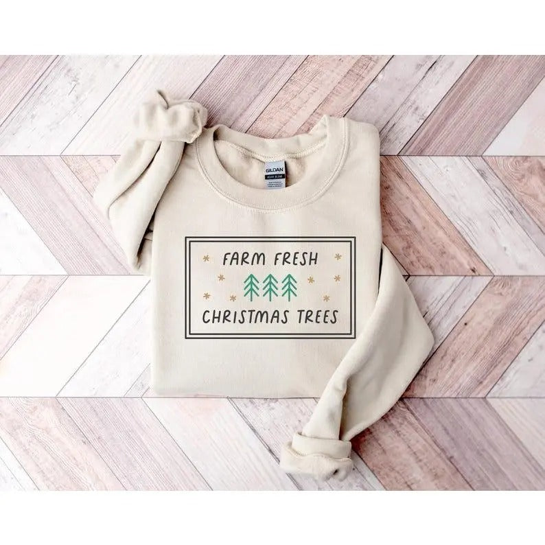 Farm Fresh Trees Minimalistic Cute Xmas - Adult & Kids T-Shirts, Sweatshirts & Hoodies apparel design preview 1
